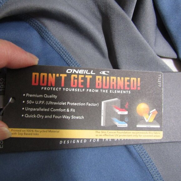 O'NEILL NWT Skins long sleeve RASHGUARD TRVLR Blue/Gray XL SPF 50 Slim Fit READ - Picture 9 of 14